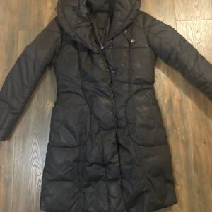 Espirit Women's Dark Brown Quilted High Neck Puffer Jacket Coat